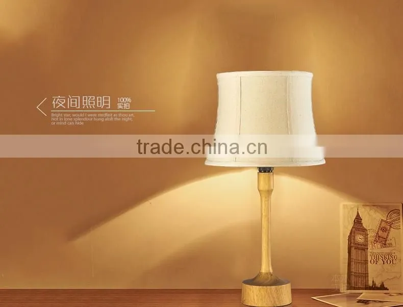 Wooden LED Table Lamp wood LED Table light JK-879-08 2016 Hot sale modern wood lampbody fabric shade table reading lamp