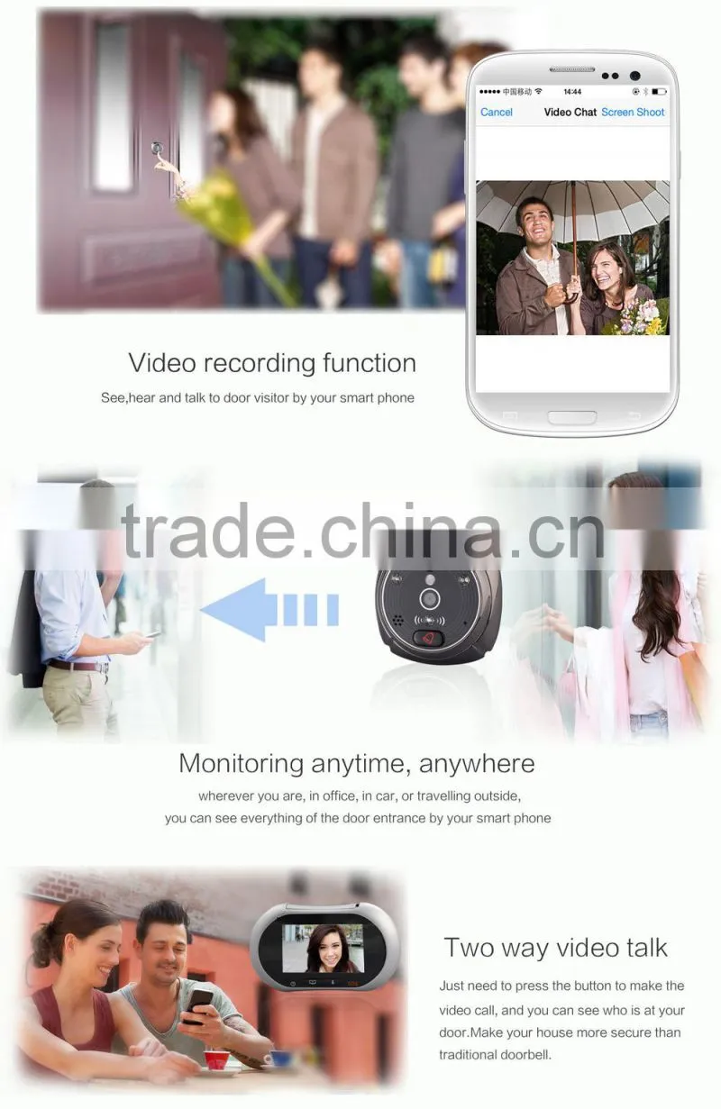 Support Android / iOS app peephole door wifi camera