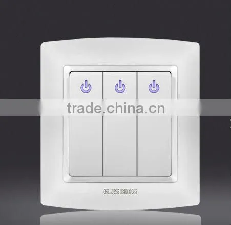 2015Nice design 3 gang 1 way electric wall switch/LED electric switch