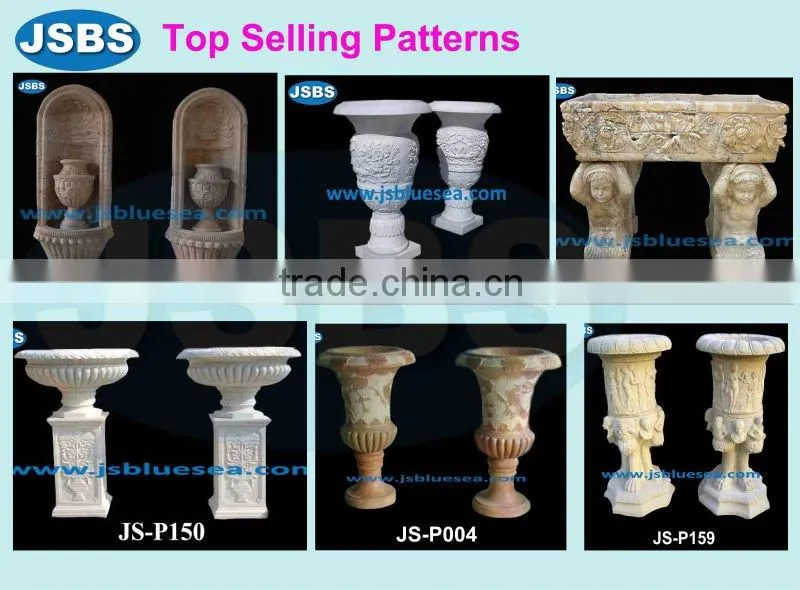 red natural marble carved garden decorative flower pot