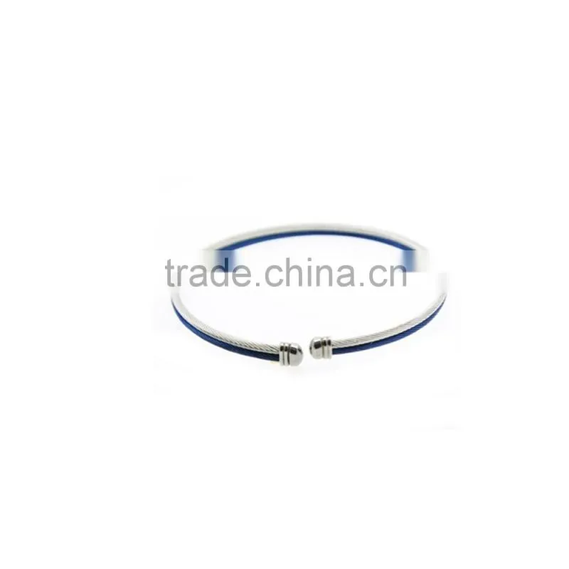 Stainless steel wire bangle round bracelet with beads