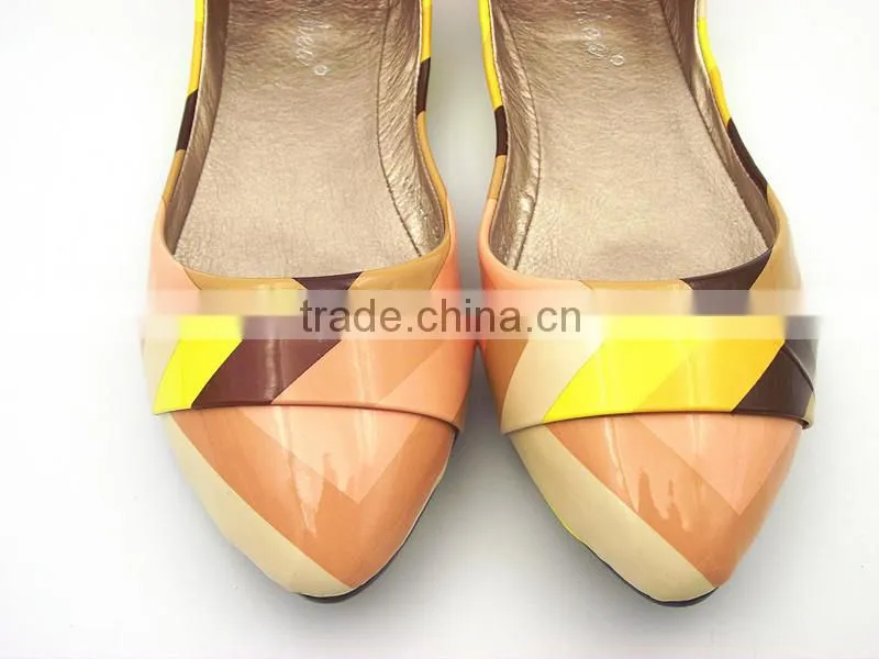 2016 wholesale factory price special leather multicolor lady flat shoes in stock