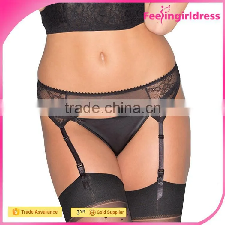 Fashion Lace Thong Sexy Black NO MOQ Hot Sale High Quality 2016 New Design Women Garter Belt