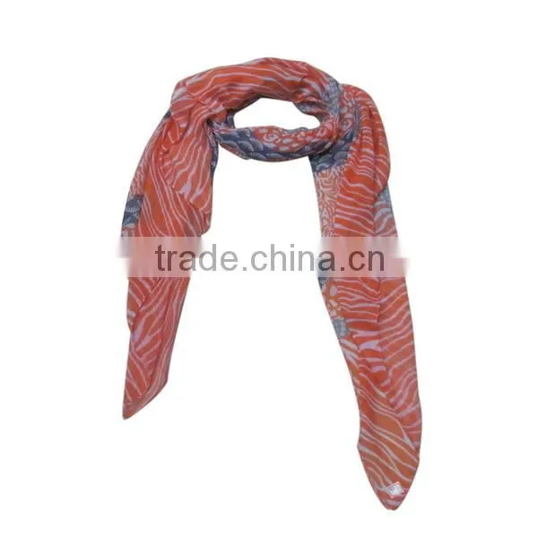 colorful ripple infinity magic scarf with grey tassel