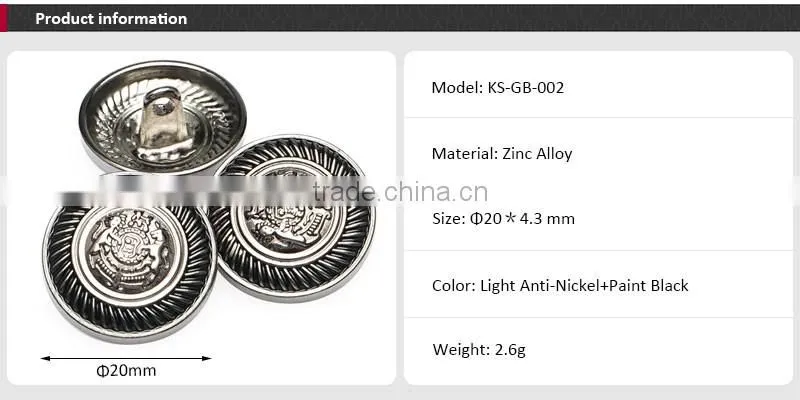 New Design Black Nickel Custom Logo Sewing Buttons