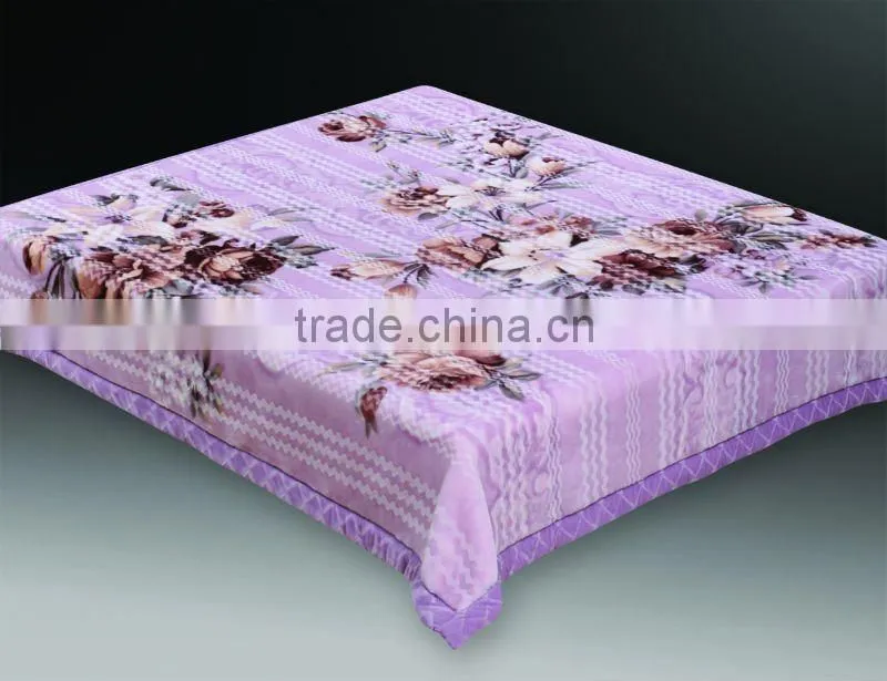 100% polyester raschel quality printed zig-zag double blanket