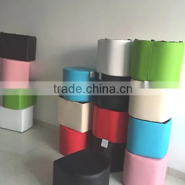 Faux leather U shape wooden ottoman for promotion