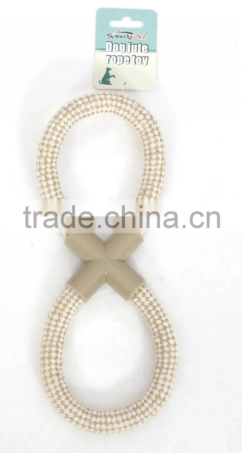 Eco-friendly pet rope toy with plastic natural chewable dog toy