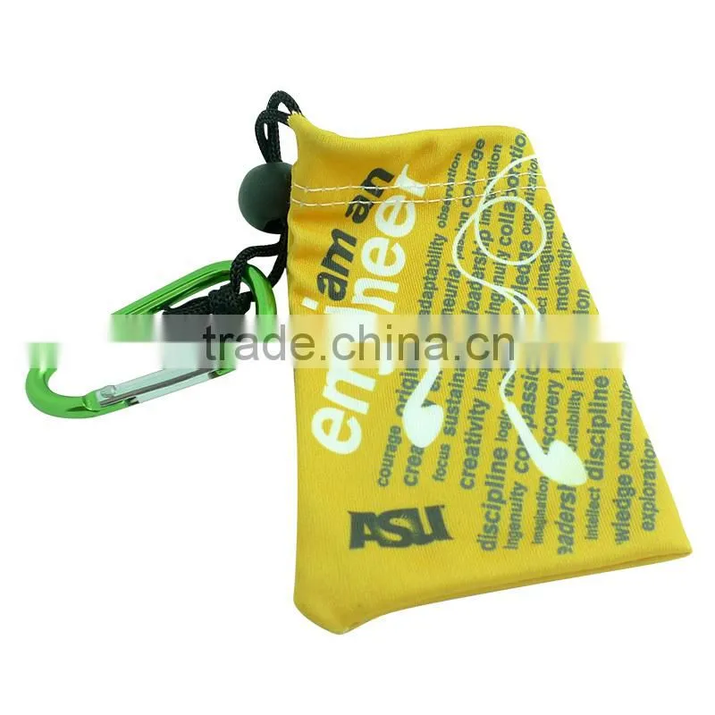 green double microfiber drawstring pouch
