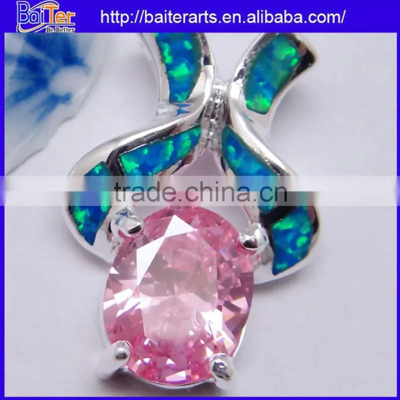 Custom Lab Created Double Heart 925 Sterling Silver Red Fire Opal Pendant Wholesale