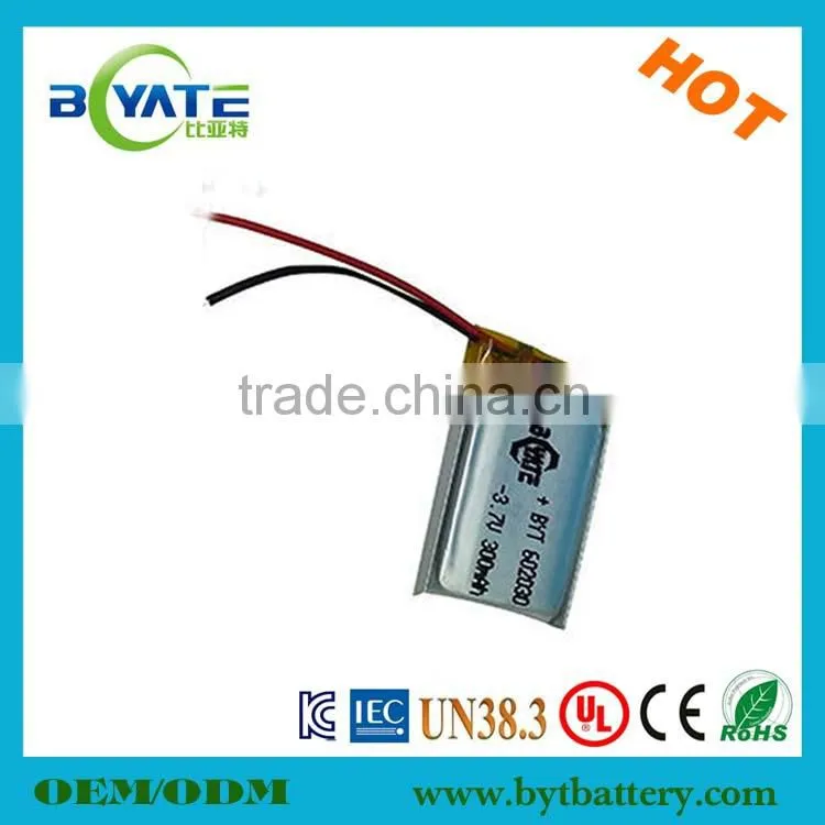 Rechargeable Ultra Narrow 370824 3.7v40mah li-ion polymer battery for bluetooth headphone