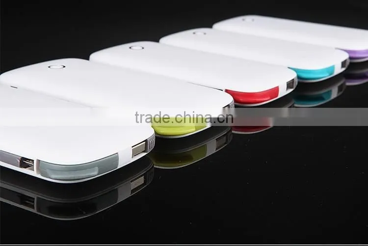 Real 6000mAh ultra slim built in cable custom logo printing dual output 2A fast charging power bank charger