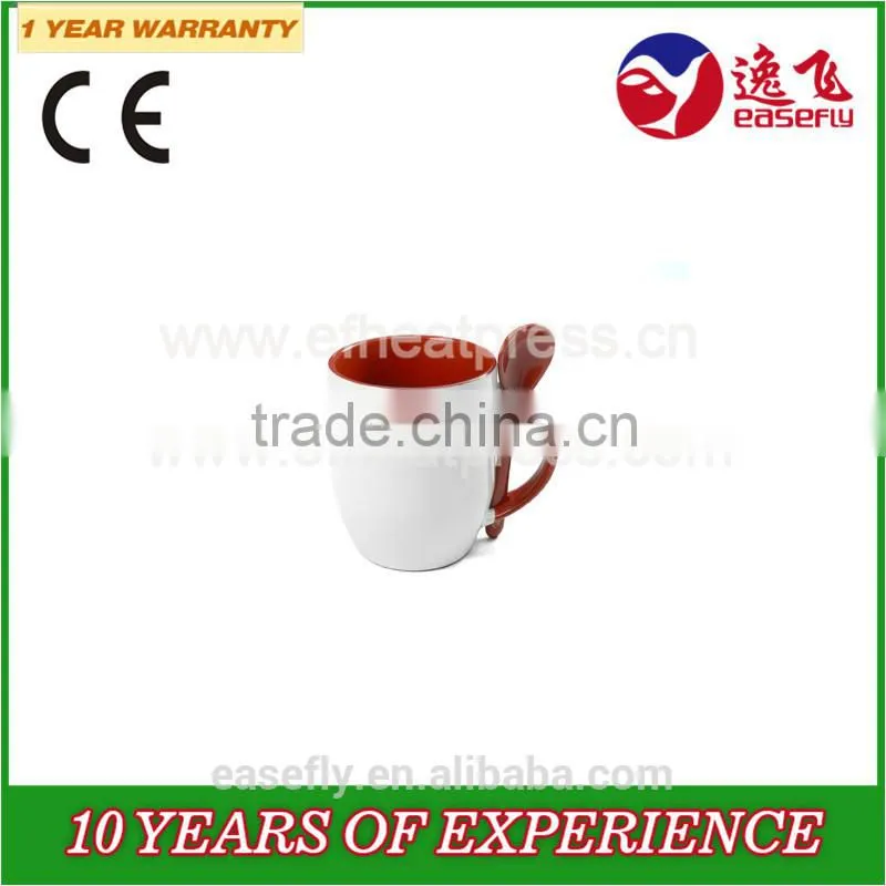 11oz dual color inserted spoon cup, sublimation coffee mug, sublimation milk mug