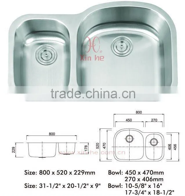 Double Stainless Steel undermount Sink double bowl D58