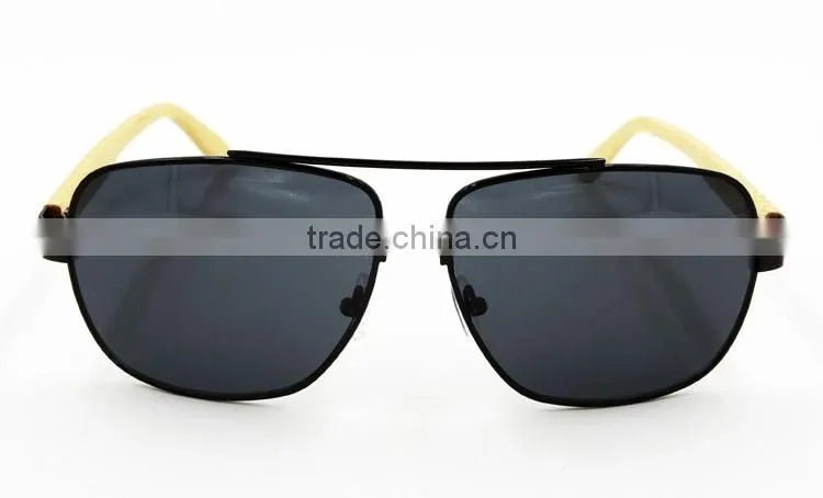 fashionable bamboo arms metal frame aviator sunglasses sport sunglasses