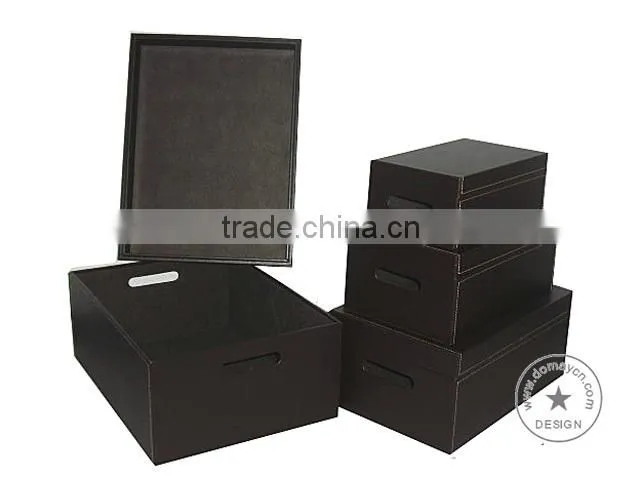 S/4 faux leather storage containers set,
