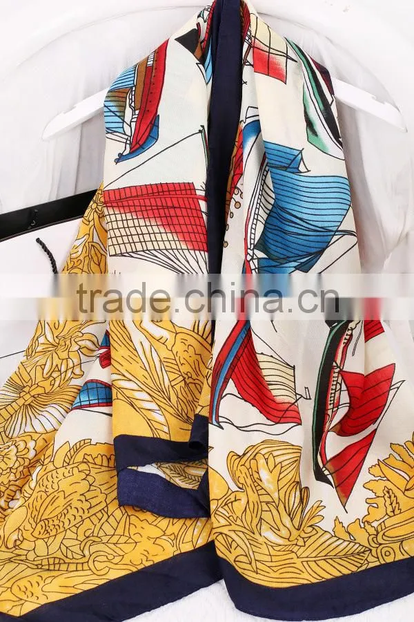Beautiful new design polyester printed lady fashion scarf silk