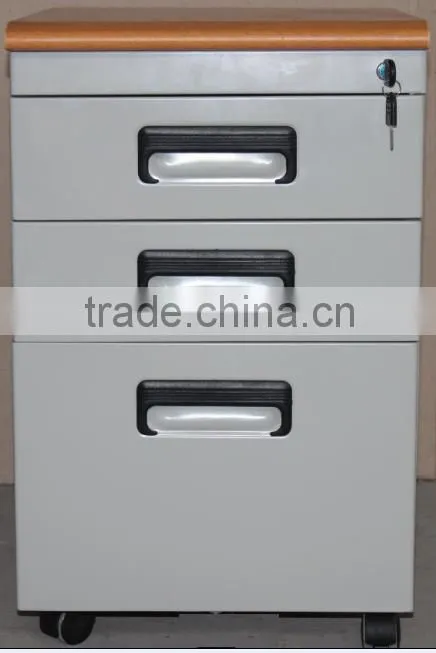 Small Movable Steel File Cabinet under Office Desk
