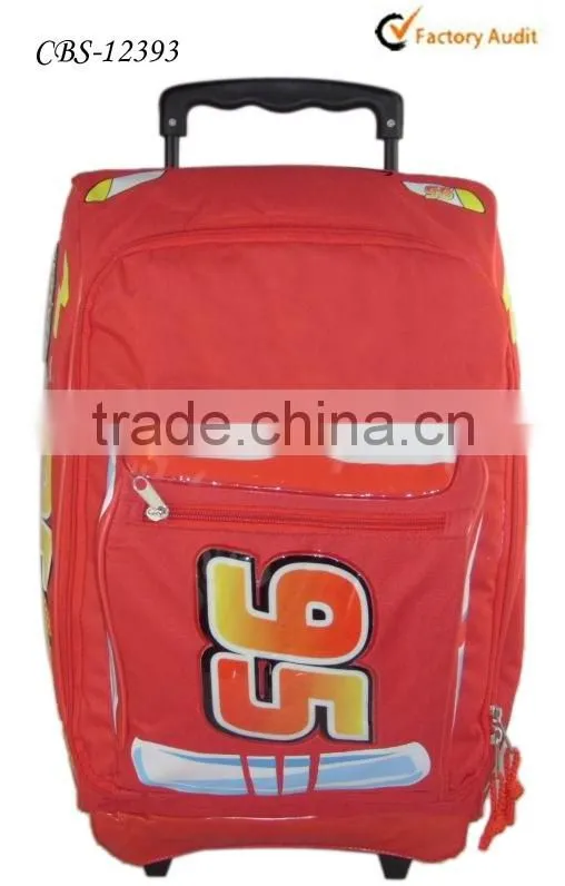 Car design 3D shade kid's trolley school bag for boys