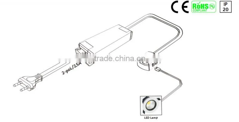 2 pin cable pulling sock for cabinet lighting connection with mini plug