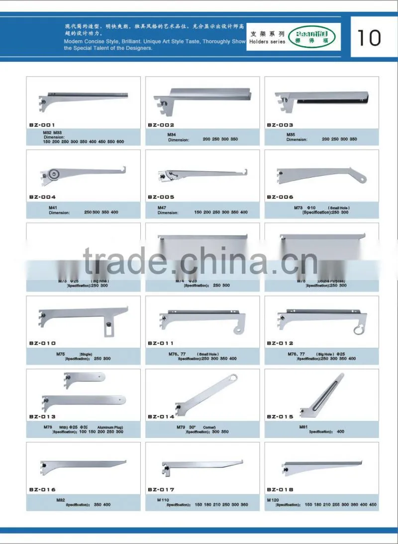 Double slotted metal shelf bracket with rod hanging ring
