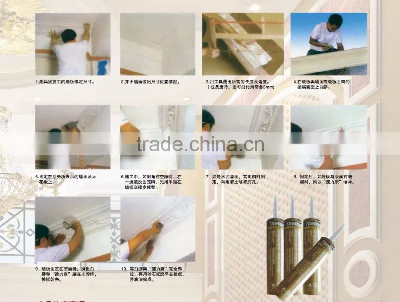 Polyurethane Foam Ceiling Decoration Gold Cornice