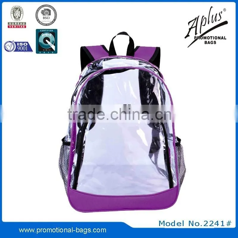 promotional unisex 2015 trendy transparent backpack bag bags
