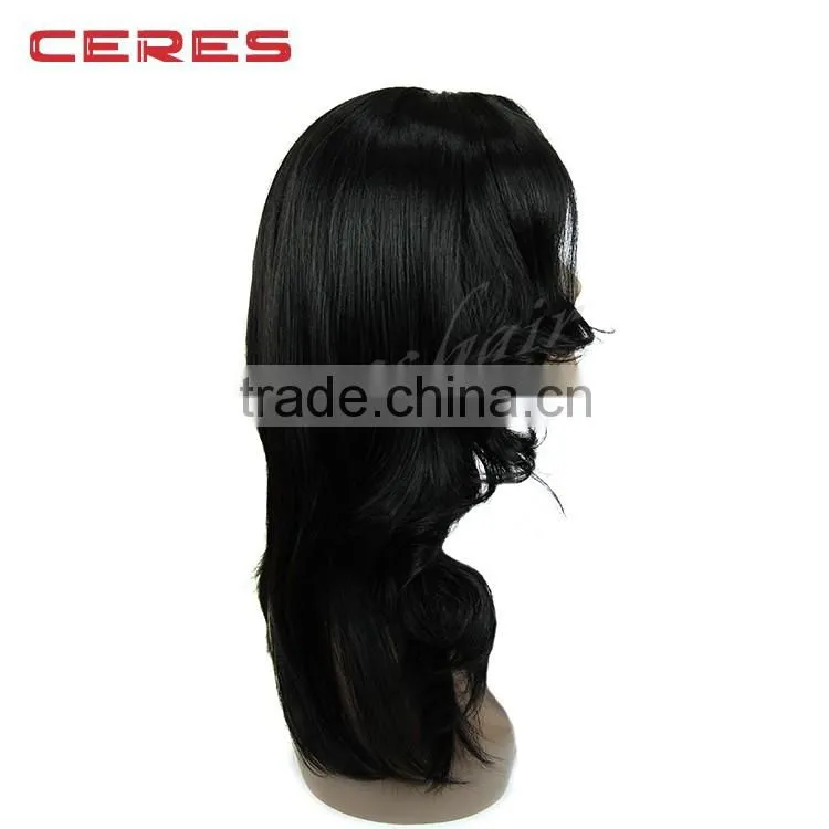 Wholesale natural brown wavy and curly noble synthetic hair wig, European hair style wig