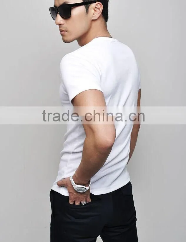 short sleeve cotton V neck t-shirt