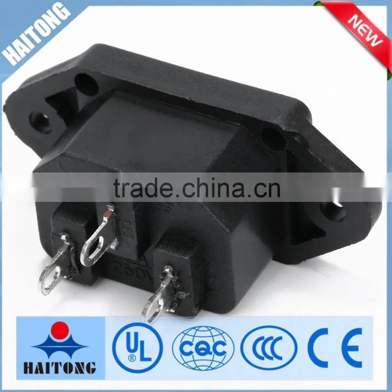 black waterproof plug and socket with 3 pin ac socket