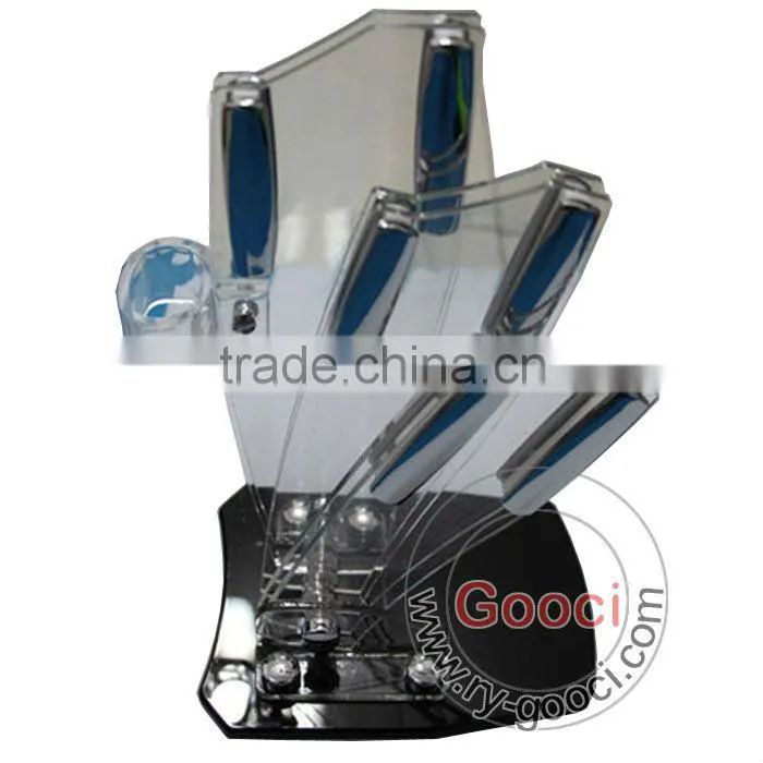 3- Piece NEW Acrylic 2 knife and peeler Knife Holder ceramic knife Cutlery
