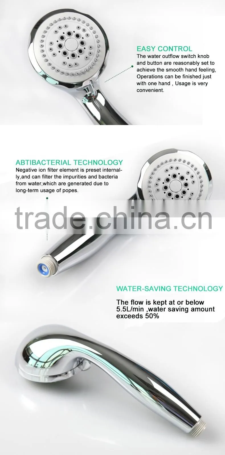 JOMOO new WaterMark certificationThree-function chrome finished shower set with hose, wall bracket