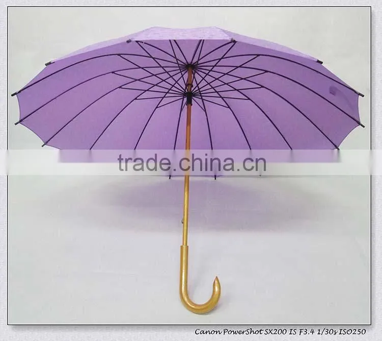 23"*16k Manual open wooden staight umbrella