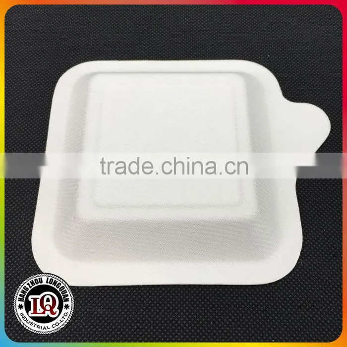 Biodegradable Bagasse Small Cake Tray with Handle