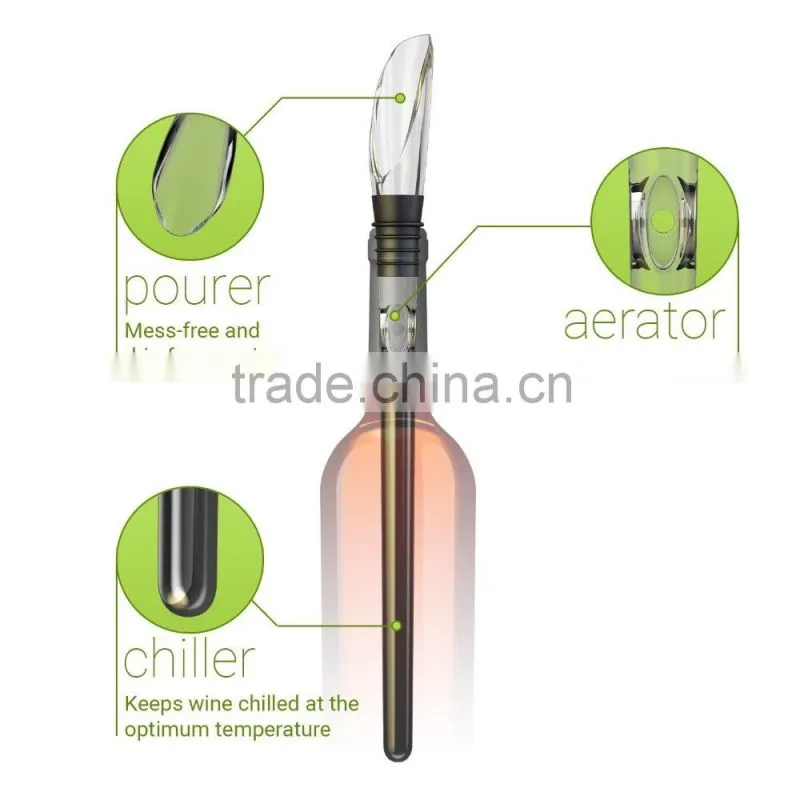 Stainless Steel Wine Chiller Stick-Best Iceless Wine Chiller - Wine Chilling Rod - Aerating Wine Pourer