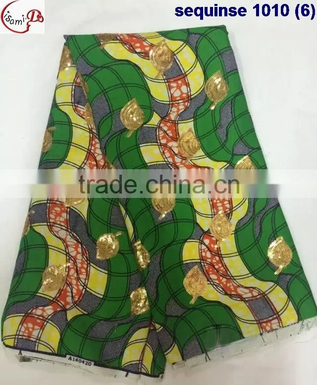 sequinse 1010 (6) different color design African wax with Sequins wax fabric