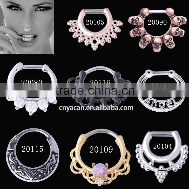 Chose You Styles Gold Plated Cubic Zirconia Septum Clicker Nose Ring