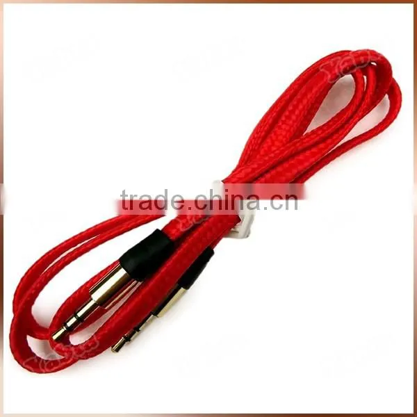 Fabric Braided Flat AUX Cable For IPod Iphone MP3 Audio Cable 3.5