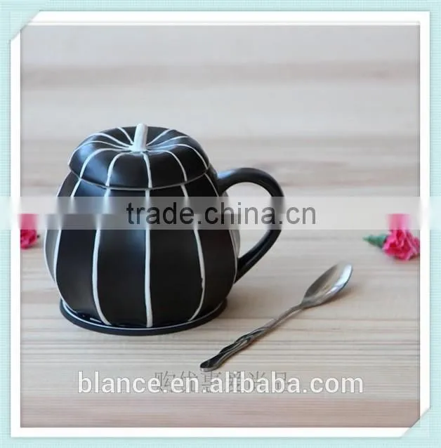 pumpkin coffee mug in squash shape ceramic farm like