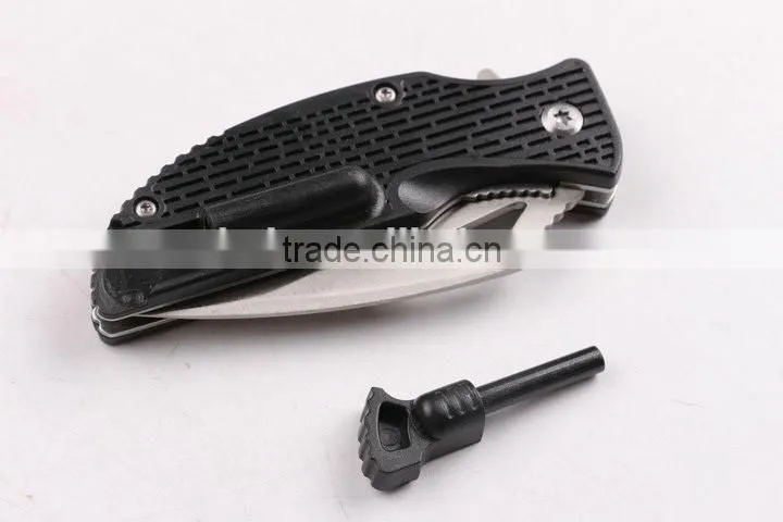 OEM multifunction 440 stainless steel blade camping knife with fire starter