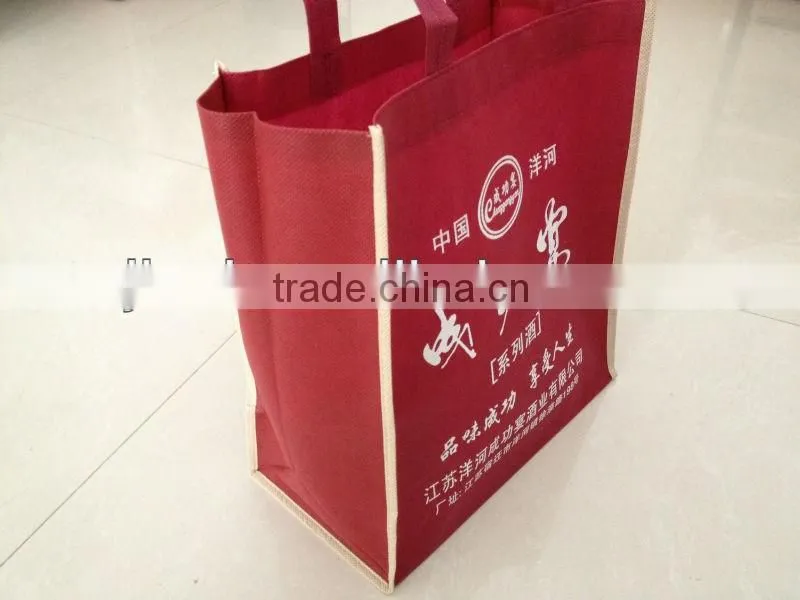 recycle nonwoven handle bag with hand sewn to bottom