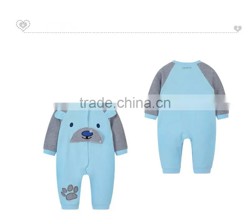 2015 China warm long sleeve cute baby plain romper wholesale