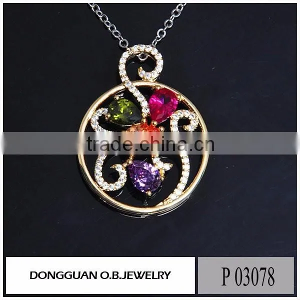 Hot selling gold plated CZ pendant/white crystal pendant jewelry from China