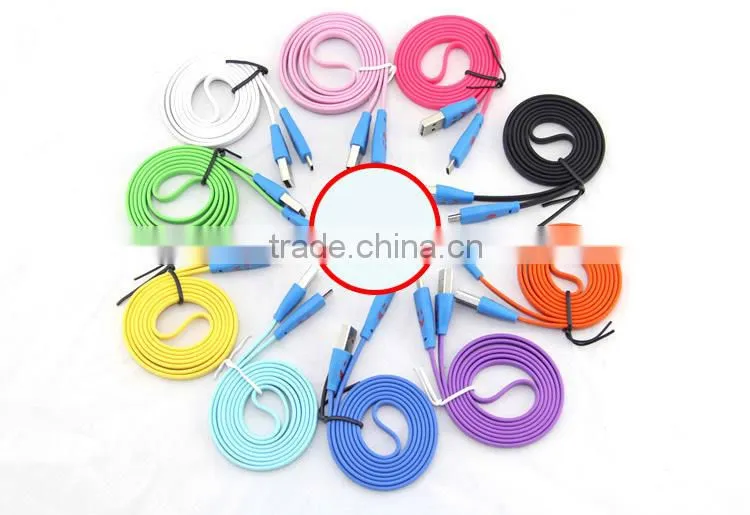 colorful led smiley face micro usb cable,flashing light for mobile phone