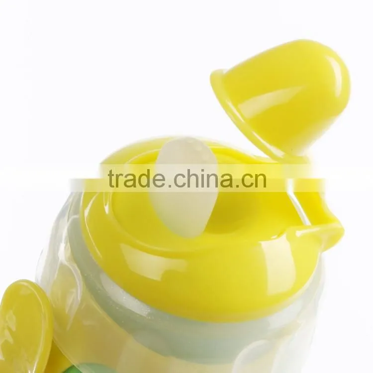 High quality ECO pink handle free plastic baby feeding bottle with cover china whoselase
