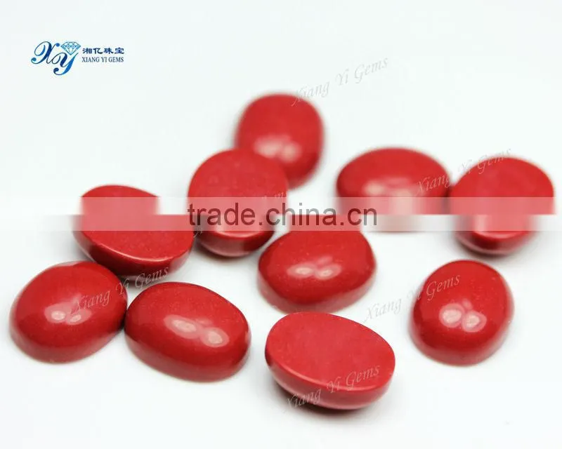Xiangyi gems semi precious gemstones oval shape cabochon turquoise loose stones red turquoise conchos