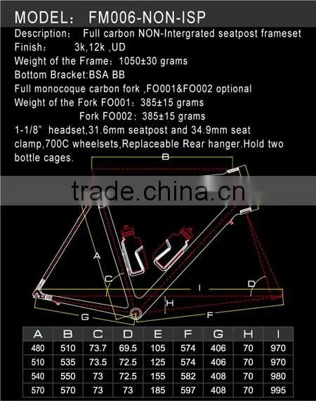 2014 NEW CARBON BICYCLE FRAME FM006