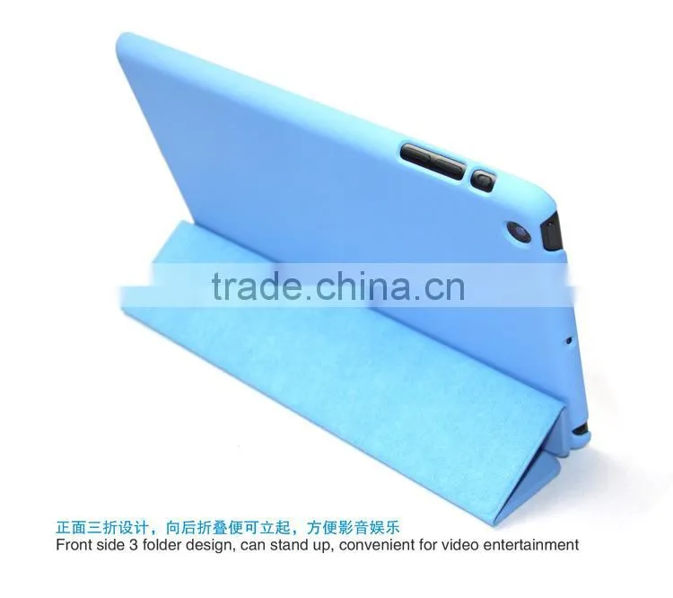 Chinese OEM PU 3 folds tablet pc leather stand case for iPad Air 2