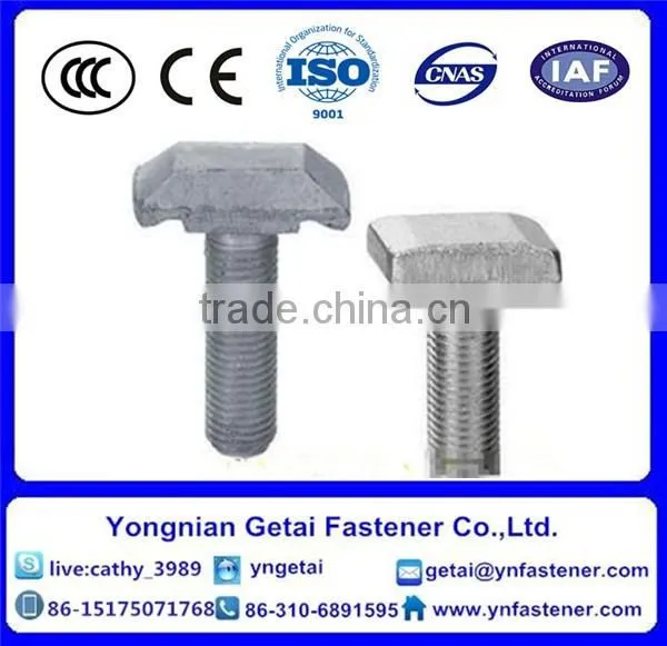 T shape bolts with Type1,2,3, DIN933/931 H.D.G / Galvanized with black /yellow zinc plated/blue white