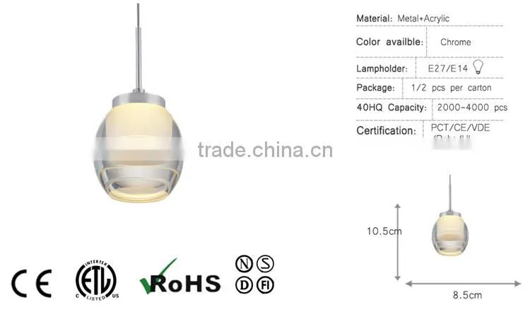 single pendant glass LED lighting